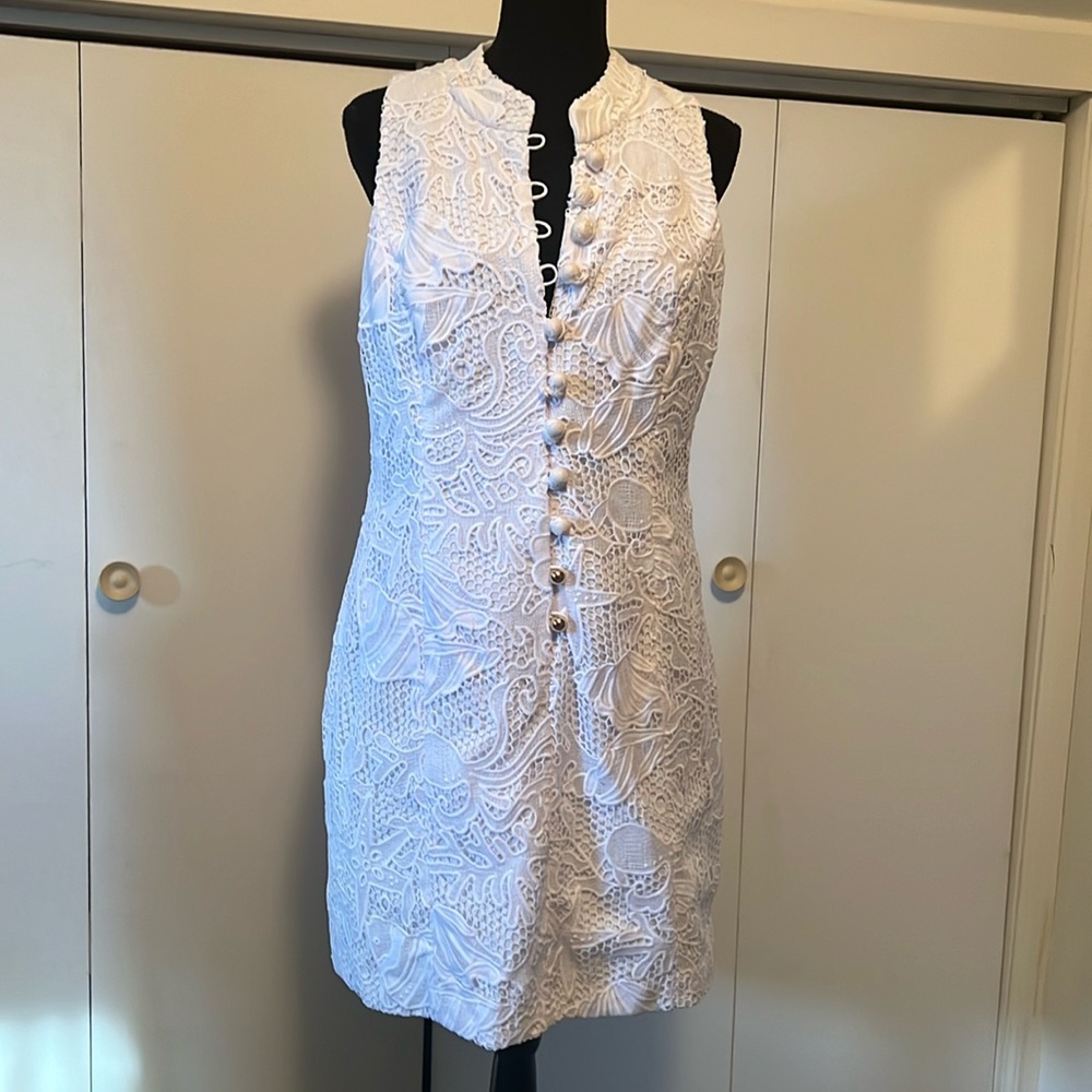 Lilly Pulitzer white lace dress.